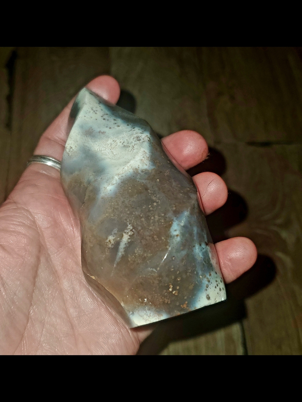 Natural Ocean Or Polychrome Jasper Flame Torch Carved Crystal